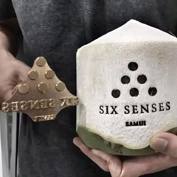 Heat stamp on coconut